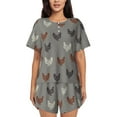 thumbnail image 1 of Kdxio Rooster Print Pajamas Sets for Women Short-Sleeved Pjs with Lounge Shorts Two Piece Sleepwear S-4XL, 1 of 9