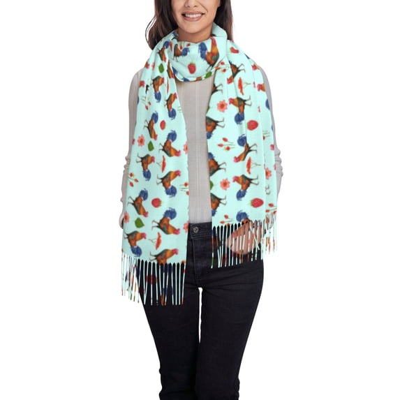 Kdxio Roosters And Plants Women's Scarf Womens Winter Scarf, Fashion Scarfs for Women, Shawls and Wraps, Long Blanket Scarf