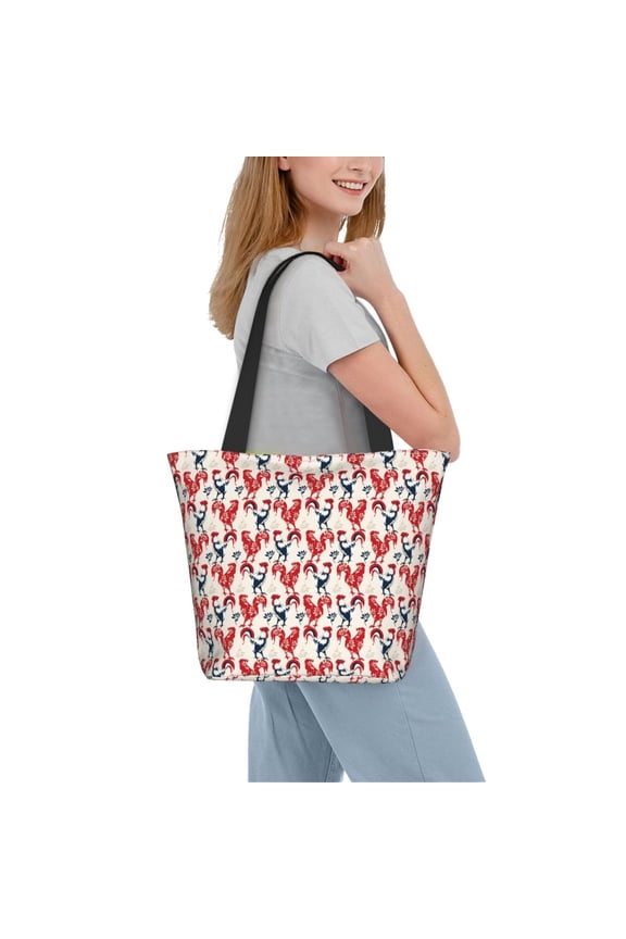 Roosters Women Reusable Grocery Bags Foldable Ripstop,Reusable Shopping Bags for Shopping,Gym,Gift