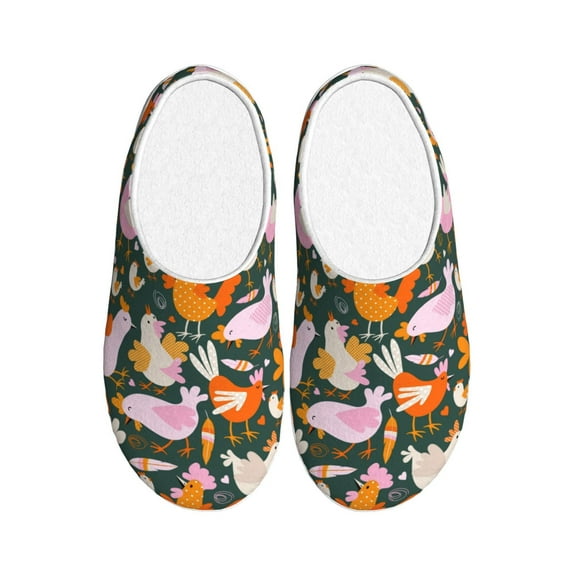 Kdxio Roosters and Chicks Women's Men's Slippers Plush Slip-On House Slipper for Winter Indoor Soft Cushion Non-slip Fluffy Slides Slippers-46/47