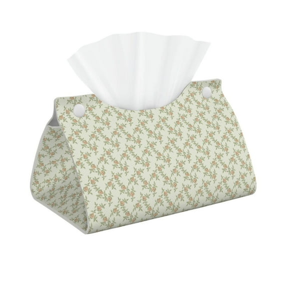 Kdxio Rose (2) Print Tissue Box Cover,Modern PU Leather Rectangular Tissue Box Holder for Bathroom Living Room Bedroom Office Desk Car Home