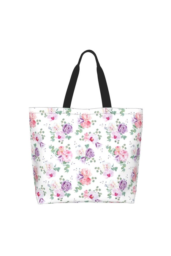 Rose Flower B Casual Tote Bags Women Big Capacity Shoulder Bag for Women Travel Shoulder Bags Handbags