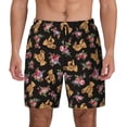 thumbnail image 1 of Kdxio Rose Flower Bear Print Men's Swim Trunks with Compression Liner 7 Inch Inseam Quick Dry Swim Shorts, 1 of 7