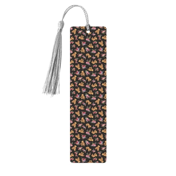 Kdxio Rose Flower Bear Print Metal Tassel Bookmarks,Perfect Gift for Art Lovers and Bookworms Metal Bookmarks for Women