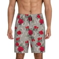 Kdxio Rose Flowers Print Mens Sleep Shorts Bottoms Soft Comfy Pajama