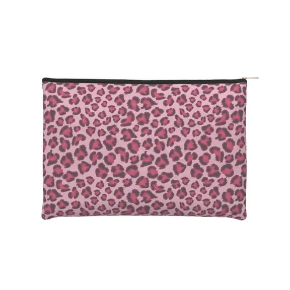 Kdxio Rose Leopard Print Makeup Bag Toiletry Bag Canvas Makeup Bags Zipper Cosmetic Pouch Travel Cosmetic Pouch for Women Gifts