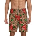 thumbnail image 1 of Kdxio Rose Mix Leopard 1 Print Mens Sleep Shorts Bottoms Soft Comfy Pajama Wear Pants with Drawstring Pockets, 1 of 5