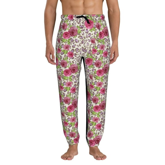 Kdxio Rose Mix Leopard 4 Pattern Joggers,Sweatpants for Men with Pockets-XX-Large