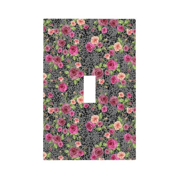 Kdxio Rose Mix Leopard Decorator Light Switch or Receptacle Outlet Wall Plate Decorator Wall Plate Child Safe Outlet Cover-Style T