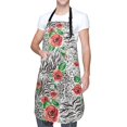 thumbnail image 1 of Kdxio Roses Mixed Zebra 1 Apron with Pockets Adjustable Kitchen Aprons for Men Women Waterproof Aprons for Cooking,Drawing,Crafting, Baking Household Cleaning, 1 of 8