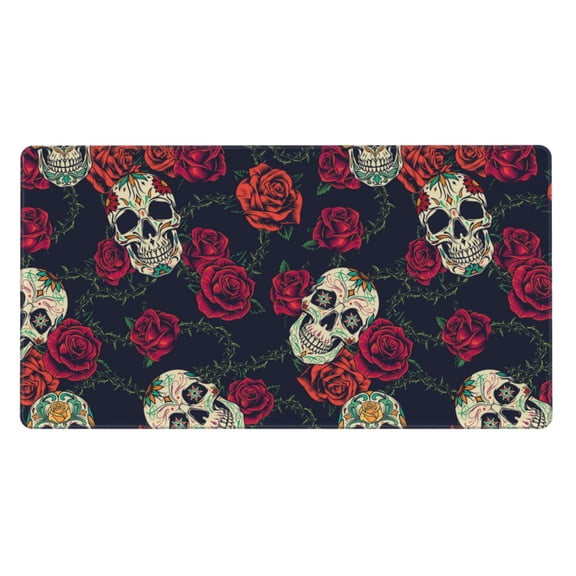 Kdxio Roses Skulls Print Large Gaming Mouse Pad,Non-Slip Base,Water Resist Keyboard Pad for Gamer,Office & Home,29.5 x 15.8 in