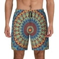 thumbnail image 1 of Kdxio Round Mandala Print Men'S Swim Trunks With Compression Liner 7 Inch Inseam Quick Dry Swim Shorts, 1 of 7