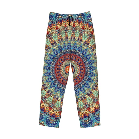 Kdxio Round Mandala Print Men's Sleep Pajama Pant Lounge Pants with Pockets