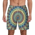 thumbnail image 1 of Kdxio Round Mandala1 Print Men'S Swim Trunks With Compression Liner 7 Inch Inseam Quick Dry Swim Shorts, 1 of 7