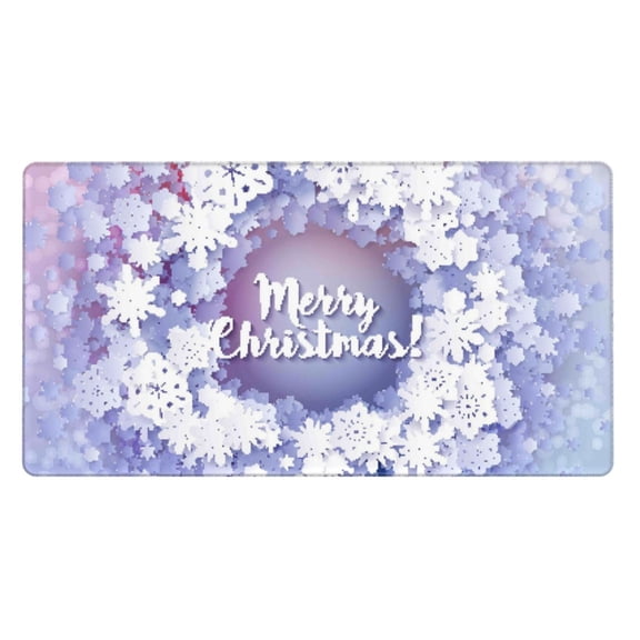 Kdxio Round Snow Merry Christmas Print Large Gaming Mouse Pad,Non-Slip Base,Water Resist Keyboard Pad for Gamer,Office & Home,29.5 x 15.8 in