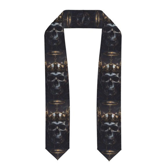 Kdxio Royal Skull With Golden Crown Graduation Stole Class, Graduation Sash, Unisex Adult 36" Academic Commencements-Flattened