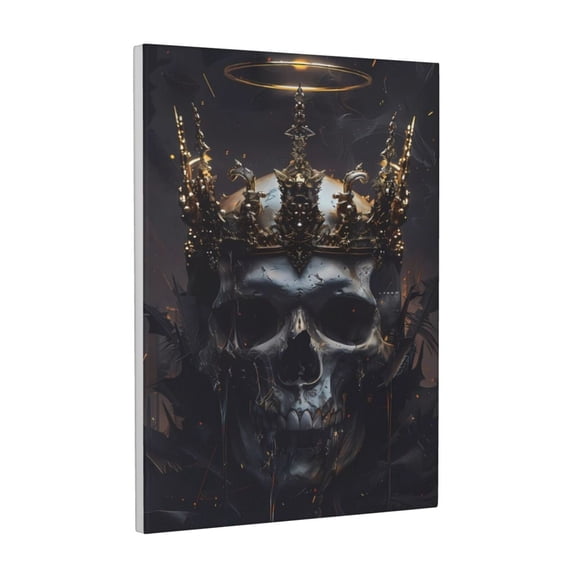 Kdxio Royal Skull With Golden Crown Pattern Canvas Wall Art 12x16 Inches - Waterproof HD Print Solid Wood Frame for Living Room & Bathroom,Vertical