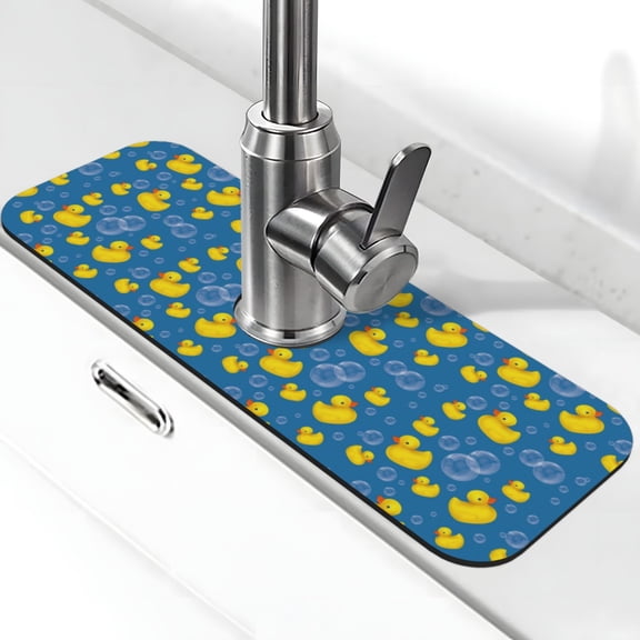 Kdxio Rubber Duck Pattern Non-Slip Diatom Mud Faucet Drain Pad,Self Absorbent Mat for Kitchen Sink for Variety Kitchen & Bathroom Countertops