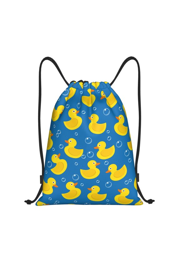 Rubber Duck Print Drawstring Backpack Bag,Waterproof Draw String Back Sack, Gym Drawstring Bags Swim Bag For Unisex
