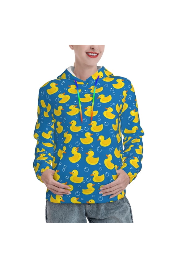 Rubber Duck Print Womens Oversized Hoodies Sweatshirts Hooded Pullover Tops Sweaters Casual-X-Large