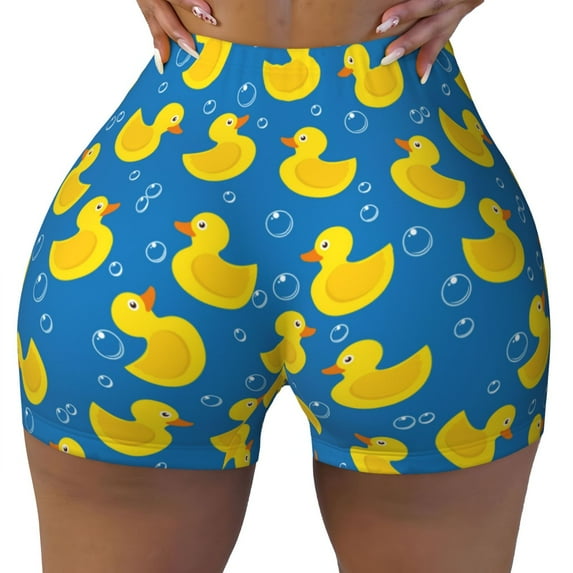 Kdxio Rubber Duck Print Workout Shorts for Women Seamless Soft Smooth Gym Yoga Scrunch Active Shorts