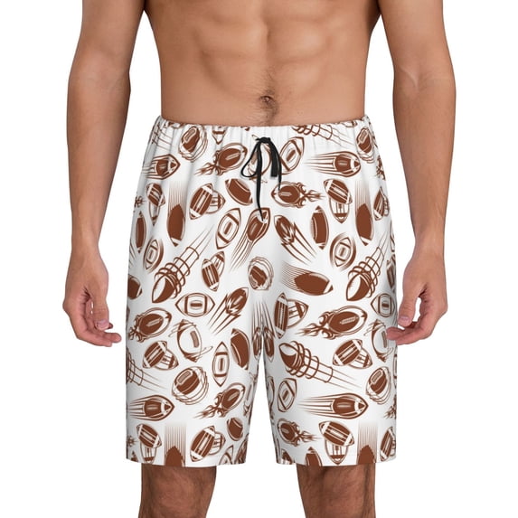 Kdxio Rugby Style Print Mens Sleep Shorts Bottoms Soft Comfy Pajama Wear Pants with Drawstring Pockets