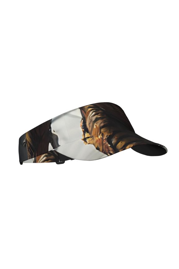 Ruins Tiger Warrior Print Sun Visor Hat Golf Visor Adjustable Velcro Outdoor Sports Cap for Men Women