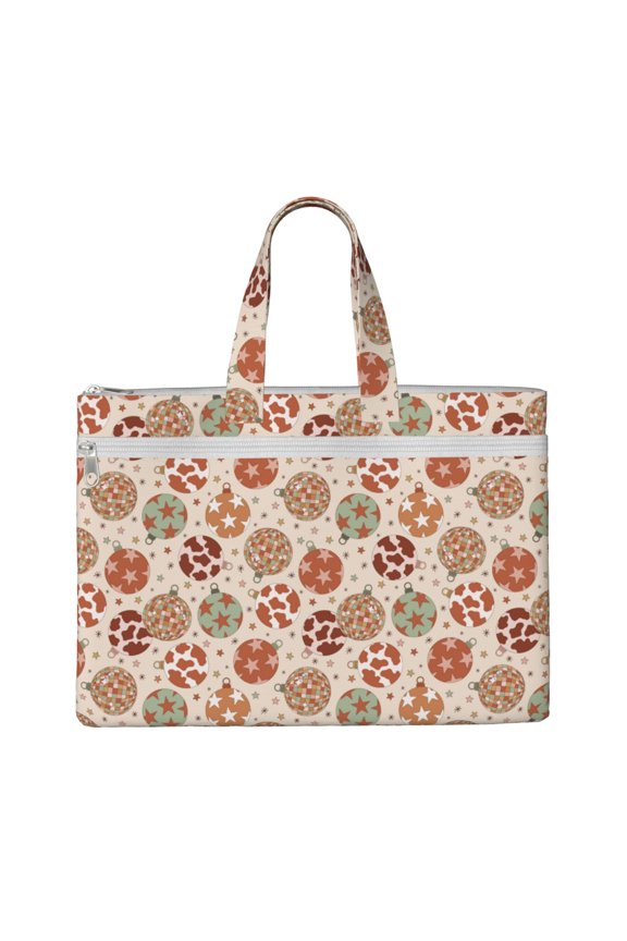 Rustic Christmas Ornaments File Tote Document Bag Business Briefcase Bag Document Organizer Tote Briefcase for Letter A4 Files Business Teacher Office Bag