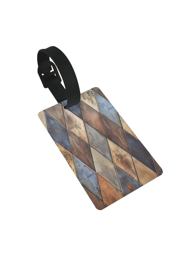 Rustic Tile Pattern Luggage Tags Privacy Cover ID Label Suitcase Tags Identifiers For School Bags,Suitcases