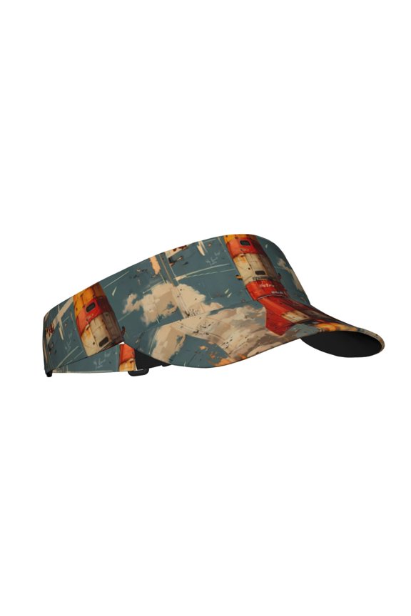 Rusty Rocket Launch Print Sun Visor Hat Golf Visor Adjustable Velcro Outdoor Sports Cap for Men Women
