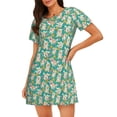 thumbnail image 1 of Kdxio SHIBA WITH FLORAL Pattern Womens Short Sleeve Sleepshirt Scoopneck Cute Nightdress Ruffle Comfy Nightgown, 1 of 6