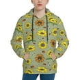thumbnail image 1 of Kdxio Sage Green With Sunflowers Pattern Boys Athletic Unisex Boys Girls Hoodie with Pocket Sweatshirts-Large, 1 of 6