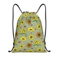 thumbnail image 1 of Kdxio Sage Green With Sunflowers Print Drawstring Backpack Bag,Waterproof Draw String Back Sack, Gym Drawstring Bags Swim Bag For Unisex, 1 of 5