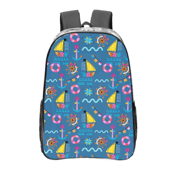 Kdxio Sailboat With Sailing Clear Backpack, Transparent Bookbag for School for Women Men, Capacity Clear Bag for College, Travel