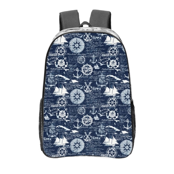 Kdxio Sailing Cruises Nautical Clear Backpack, Transparent Bookbag for School for Women Men, Capacity Clear Bag for College, Travel