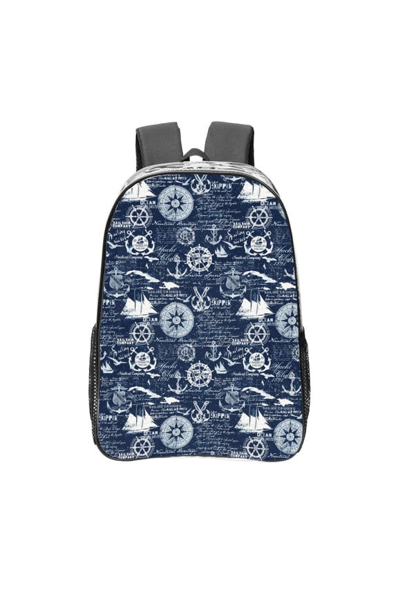 Sailing Cruises Nautical Clear Backpack, Transparent Bookbag for School for Women Men, Capacity Clear Bag for College, Travel