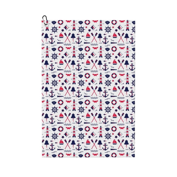 Kdxio Sailing Marine Travel Pattern Golf Towel (24" X 16") with Carabiner Clip - The Convenient Golf Cleaning Towel