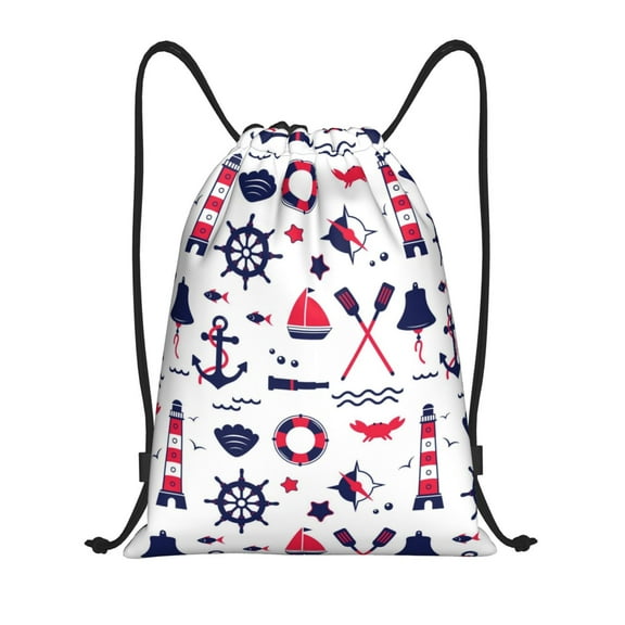 Kdxio Sailing Marine Travel Print Drawstring Backpack Bag,Waterproof Draw String Back Sack, Gym Drawstring Bags Swim Bag For Unisex
