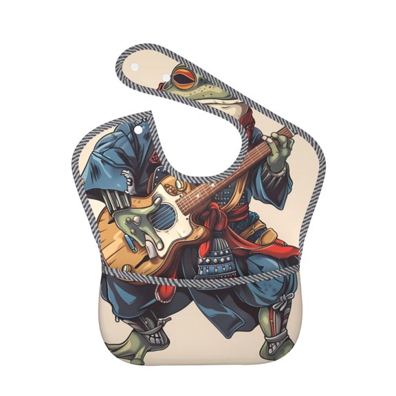 Kdxio Samurai Frog Guitar Bibs For Babies, Baby Bibs for Eating, Toddler Bibs, Waterproof Bibs, Feeding Bibs, for Toddlers, Boys, Girls