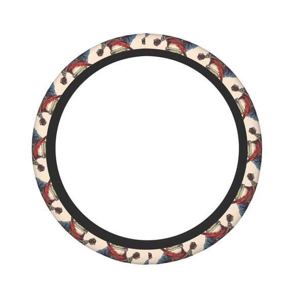 Kdxio Samurai Frog Guitar Print Elastic Stretch Steering Wheel Cover,Auto Steering Wheel Cover,15 Inch Anti-Slip,Warm in Winter and Cool in Summer,Fit Suvs,Vans Cars,Trucks