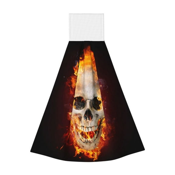 Kdxio Satanic Skull Hand Towel with Loop Hanging Towel Absorbent Tie Towels for Kitchen Tea Bar Bathroom Decor