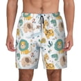 thumbnail image 1 of Kdxio Scandinavian Africa Print Men's Swim Trunks with Compression Liner 7 Inch Inseam Quick Dry Swim Shorts, 1 of 5