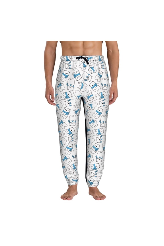 Scarf Bear Pattern Joggers,Sweatpants for Men with Pockets-X-Large