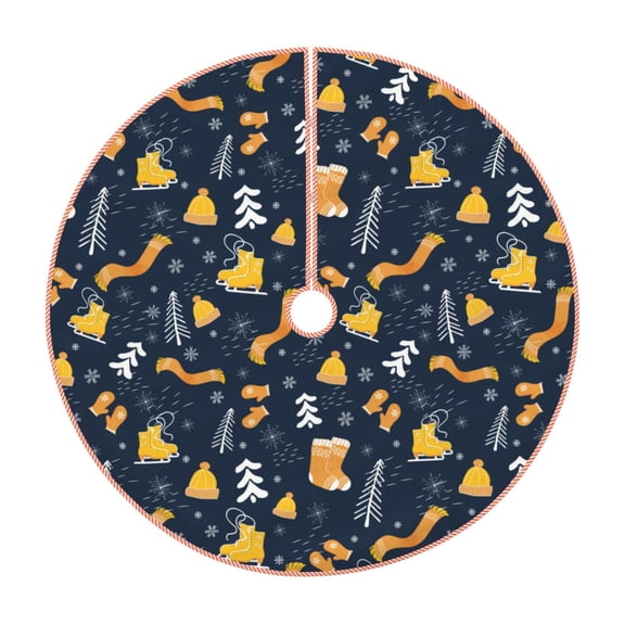 Kdxio Scarf Ski Shoes sock Print Christmas Tree Skirt Christmas Xmas Tree Skirts Mat for New Year Holiday Christmas Party Decorations-48"