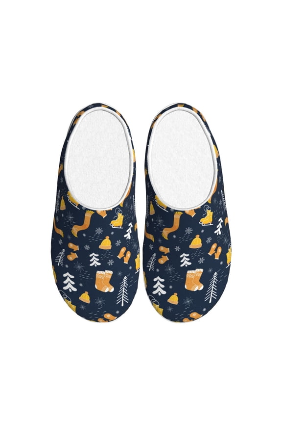 Scarf Ski Shoes sock Women's Men's Slippers Plush Slip-On House Slipper for Winter Indoor Soft Cushion Non-slip Fluffy Slides Slippers-37/38