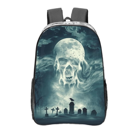 Kdxio Scary Moon And Clouds Clear Backpack, Transparent Bookbag for School for Women Men, Capacity Clear Bag for College, Travel