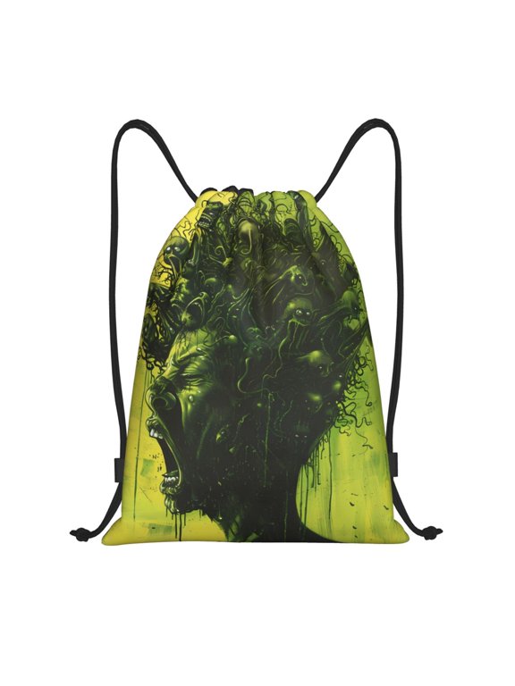 Screaming Horror Art Print Drawstring Backpack Bag,Waterproof Draw String Back Sack, Gym Drawstring Bags Swim Bag For Unisex