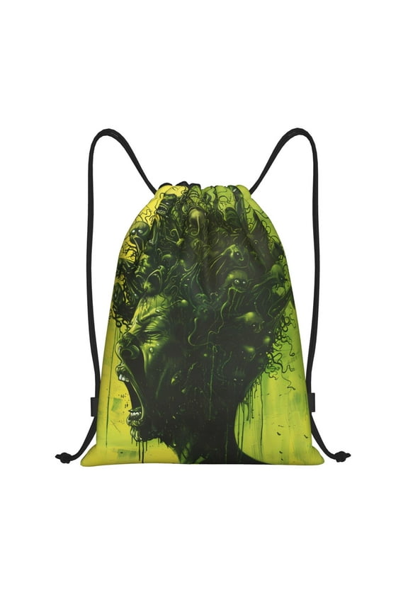 Screaming Horror Art Print Drawstring Backpack Bag,Waterproof Draw String Back Sack, Gym Drawstring Bags Swim Bag For Unisex