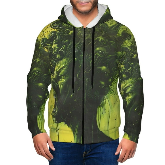 Kdxio Screaming Horror Art Print Men Hoodies Casual Hoodies for Men with Zip Pockets Full Zip Long Sleeve Sweatshirt Sports Hooded Jacket-Small