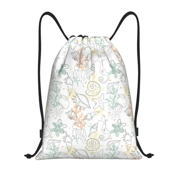 Kdxio Sea Animals Print Drawstring Backpack Bag,Waterproof Draw String Back Sack, Gym Drawstring Bags Swim Bag For Unisex